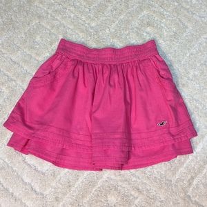 Hollister Pink Tiered Pull On Mini Skirt